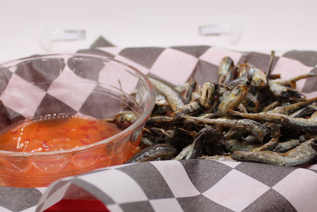 Fried anchovies served with sweet garlic chili sauce.